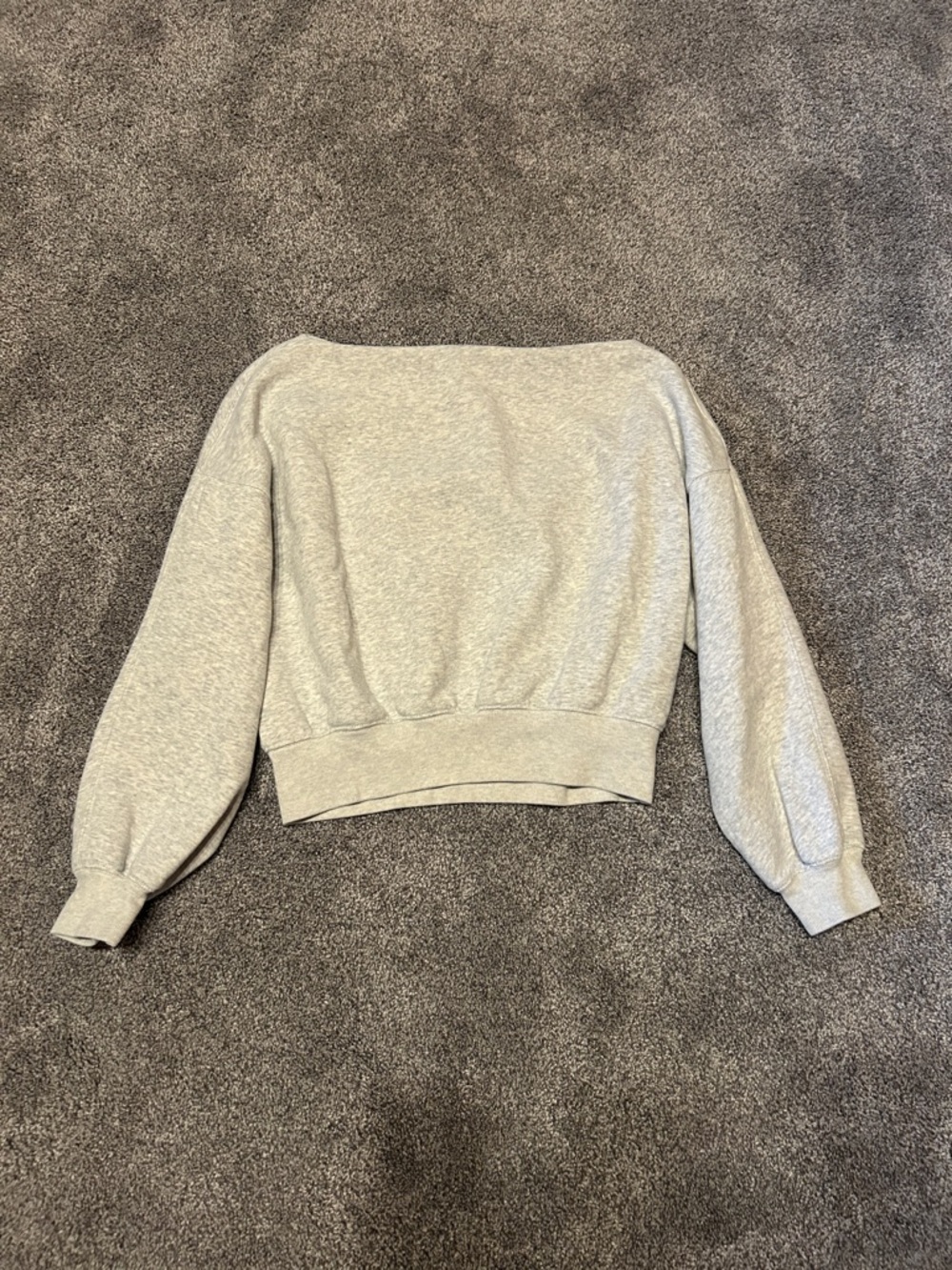 Abercrombie Slash Off Shoulder Sweatshirt in Light Heather Gray